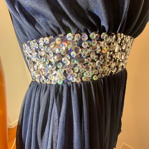 Sequin Hearts Navy Prom Dress Size 5 - Picture 9 of 9